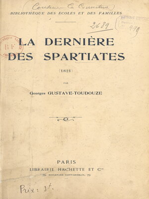 cover image of La dernière des Spartiates (1821)